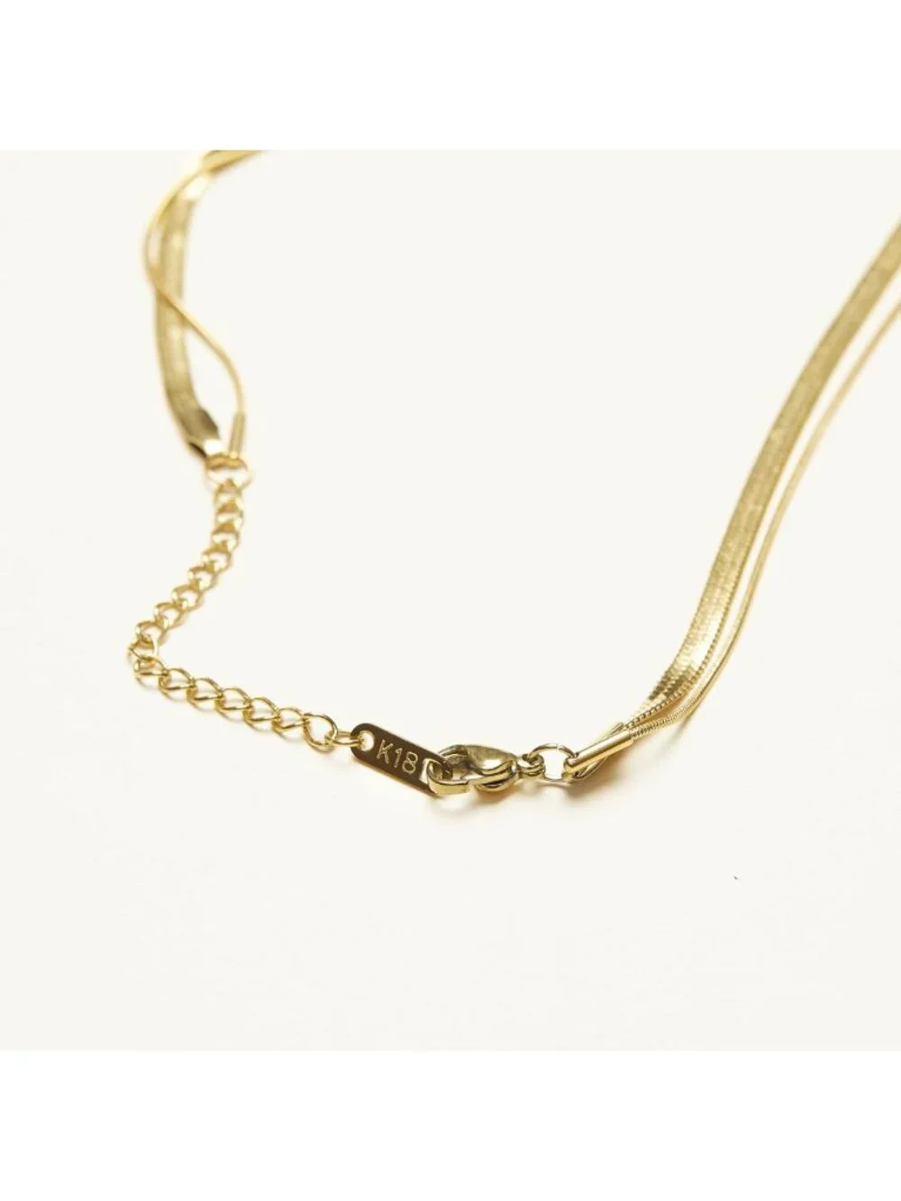 18K Gold Plated Double Herringbone Chain Necklace - Minimalist Layering Jewelry